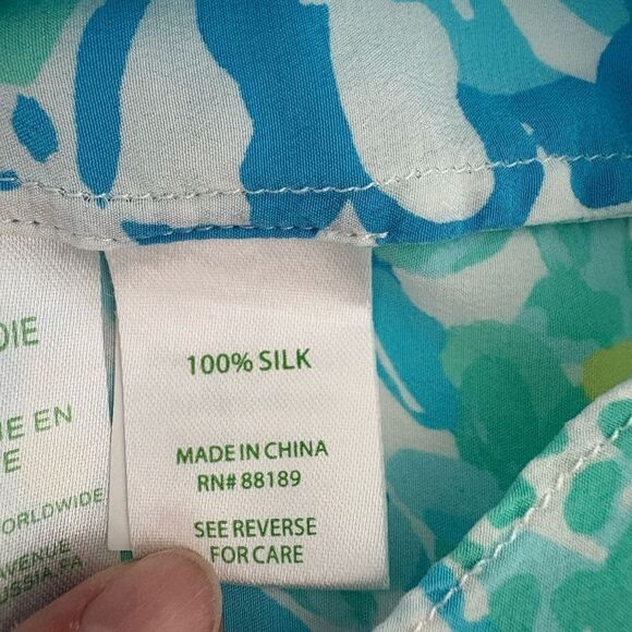 Lilly Pulitzer Sleeveless Silk Blouse Blue & White Size XXS - Picture 6 of 6